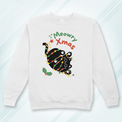 Cotton Printed Unisex Sweatshirt Meowry Xmas