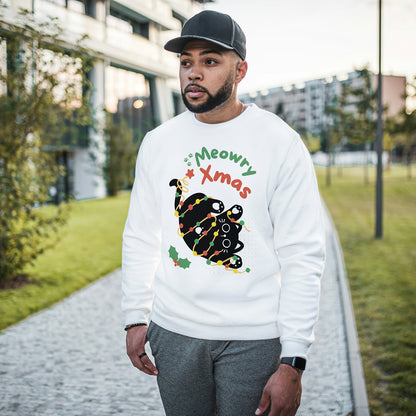 Cotton Printed Unisex Sweatshirt Meowry Xmas