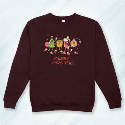 Cotton Printed Unisex Sweatshirt Merry Christmas Party
