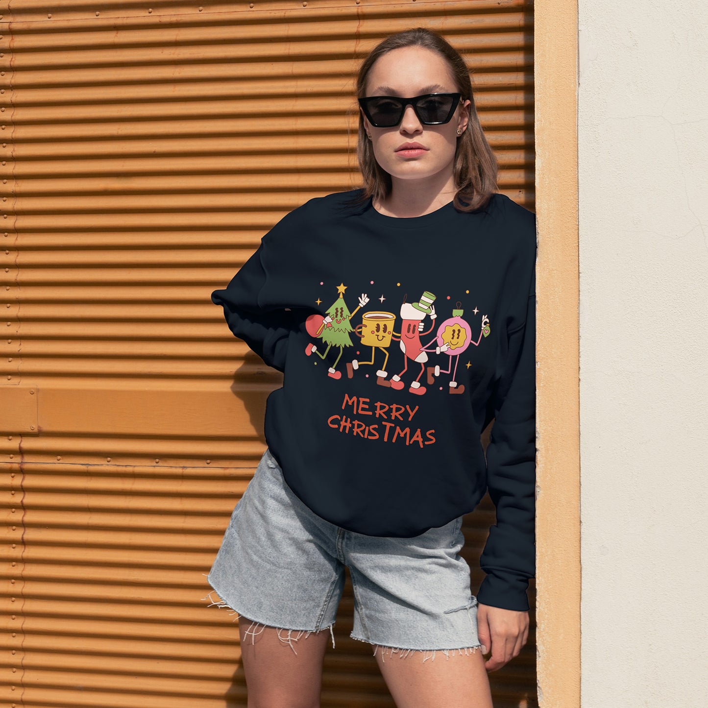 Cotton Printed Unisex Sweatshirt Merry Christmas Party