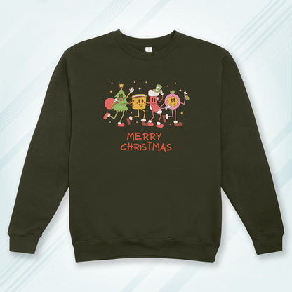 Cotton Printed Unisex Sweatshirt Merry Christmas Party