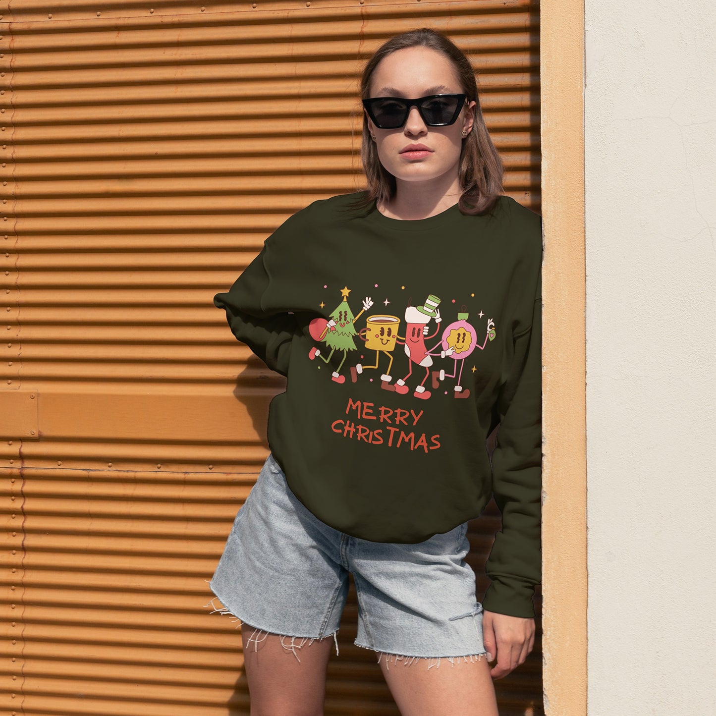 Cotton Printed Unisex Sweatshirt Merry Christmas Party