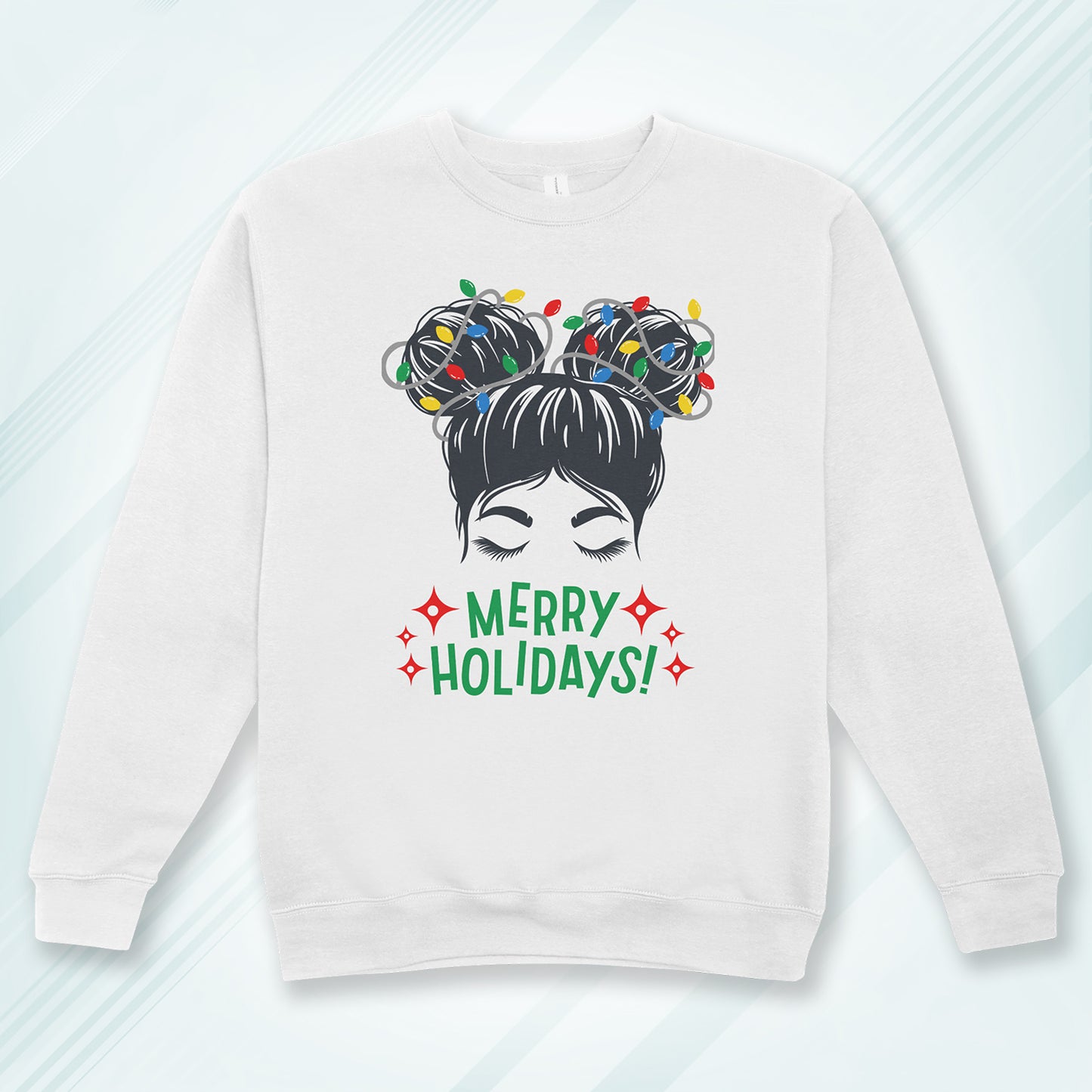 White Cotton Printed Unisex Sweatshirt Merry Holidays