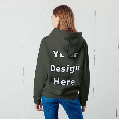 Olive Green Back Customized Hoodie Sweatshirt | Unisex