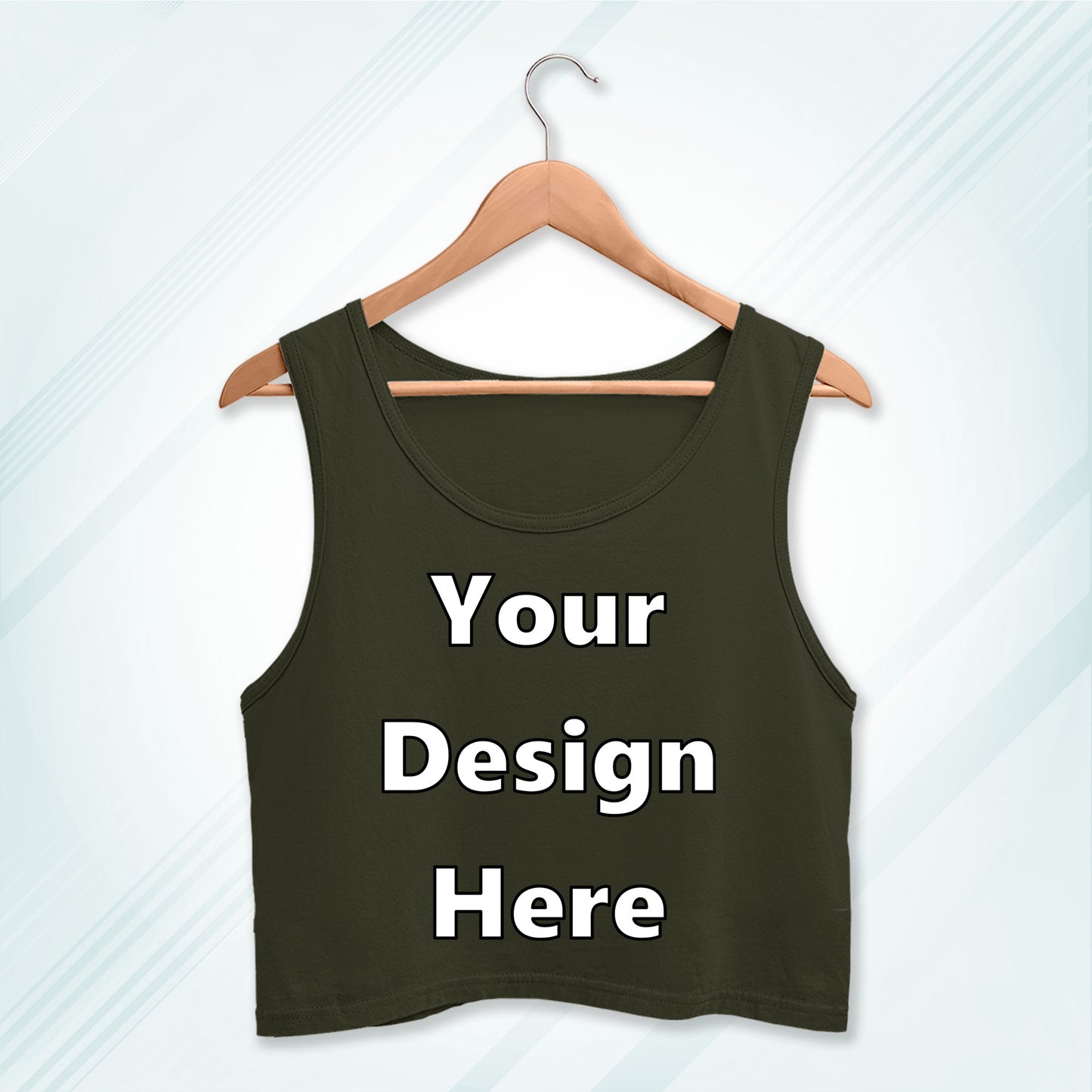 Olive Green Customized Sleeveless Crop Tank Design | Women