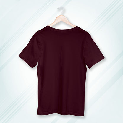 Maroon Round Neck Oversized Cotton Solid T-shirt