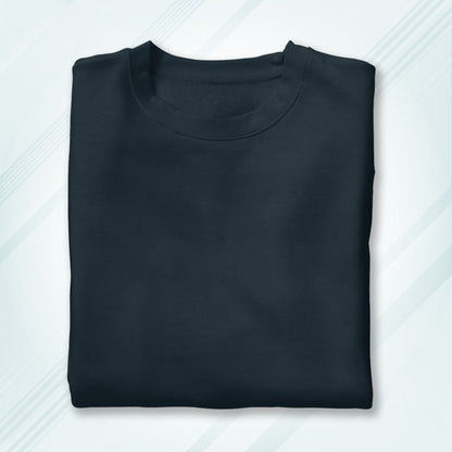 Navy Round Neck Oversized Cotton Solid T-shirt