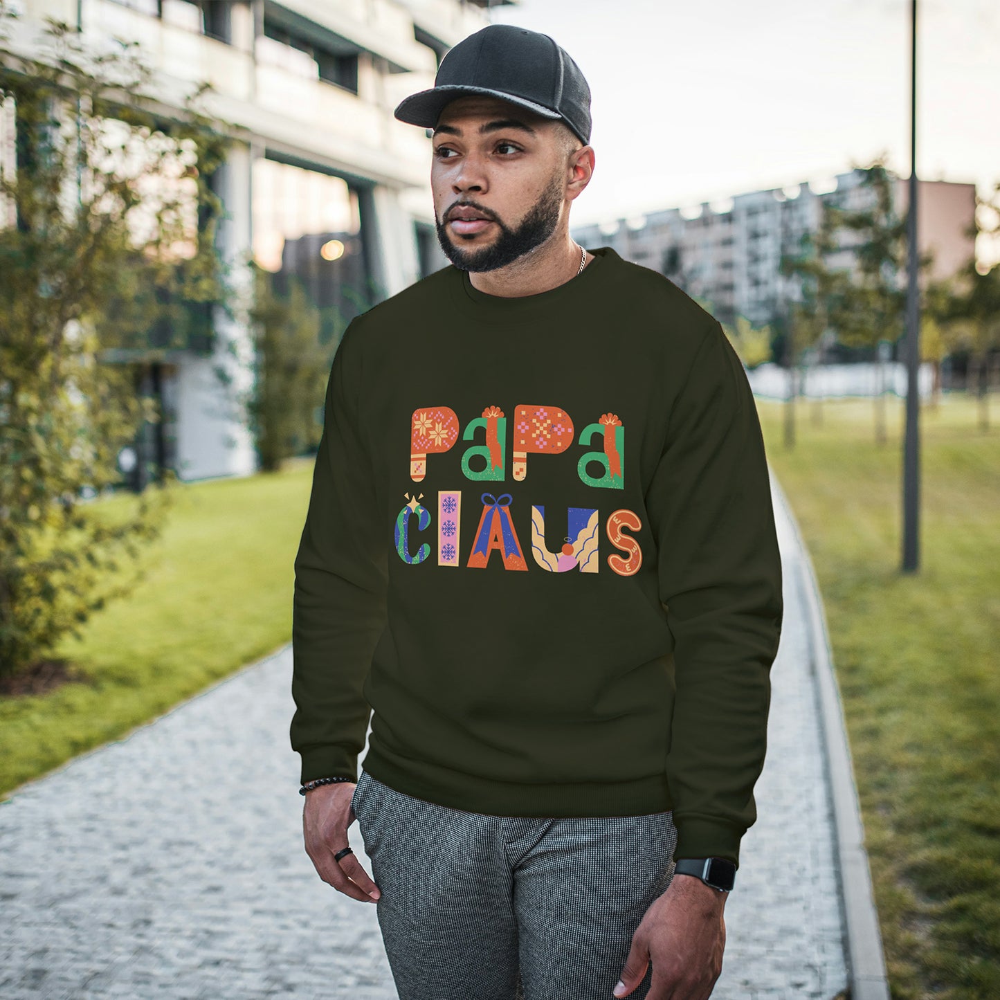 Cotton Printed Unisex Sweatshirt Papa Claus