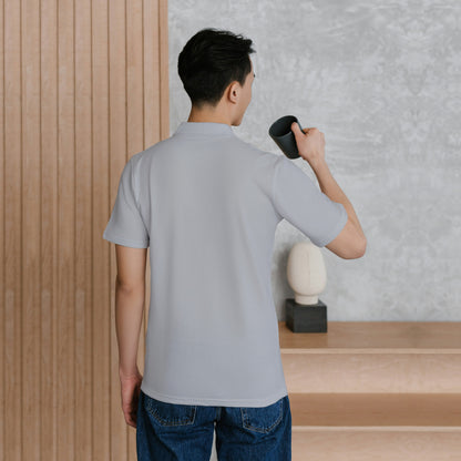 Grey Melange Men's Solid Regular Fit Polo
