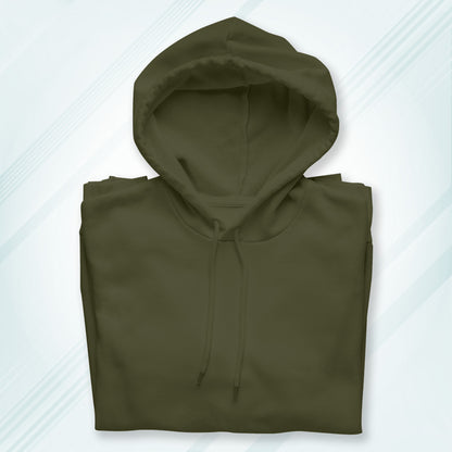 Olive Green Solid Hooded Sweatshirt | Hoodies