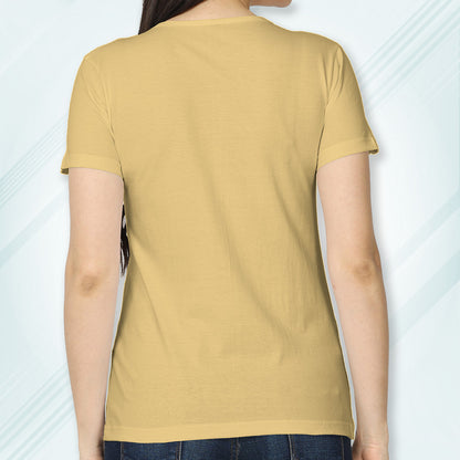 Beige Round Neck Classic Solid T-shirt | Women