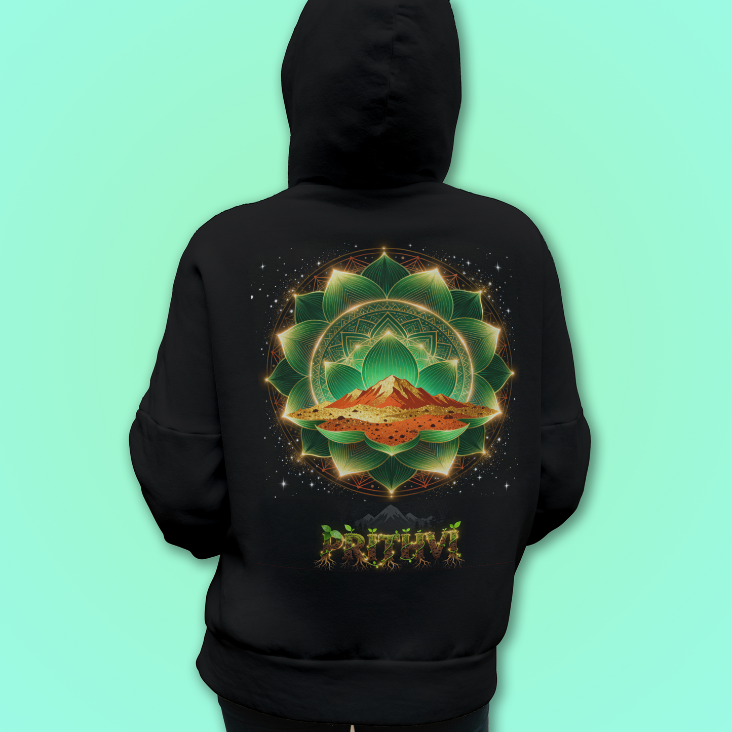 Black Hoodie Sweatshirt | Prithvi - Earth - Panch Mahabhuta Unisex