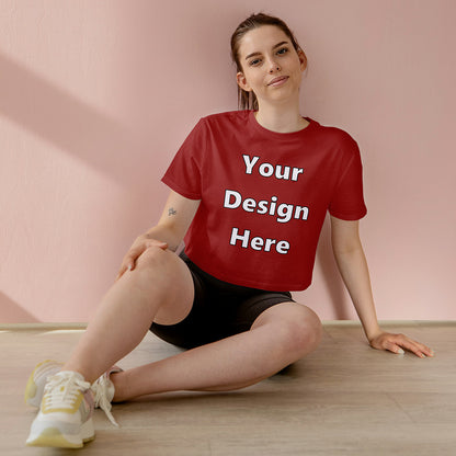 Red Customized Regular Fit Crop Top Front Design | Women