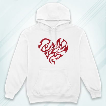 White Hoodie Sweatshirt | Red Heart Unisex