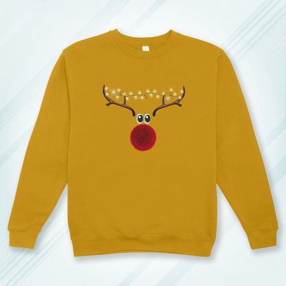 Cotton Printed Unisex Sweatshirt Reindeer Glow
