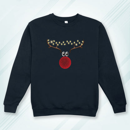 Cotton Printed Unisex Sweatshirt Reindeer Glow