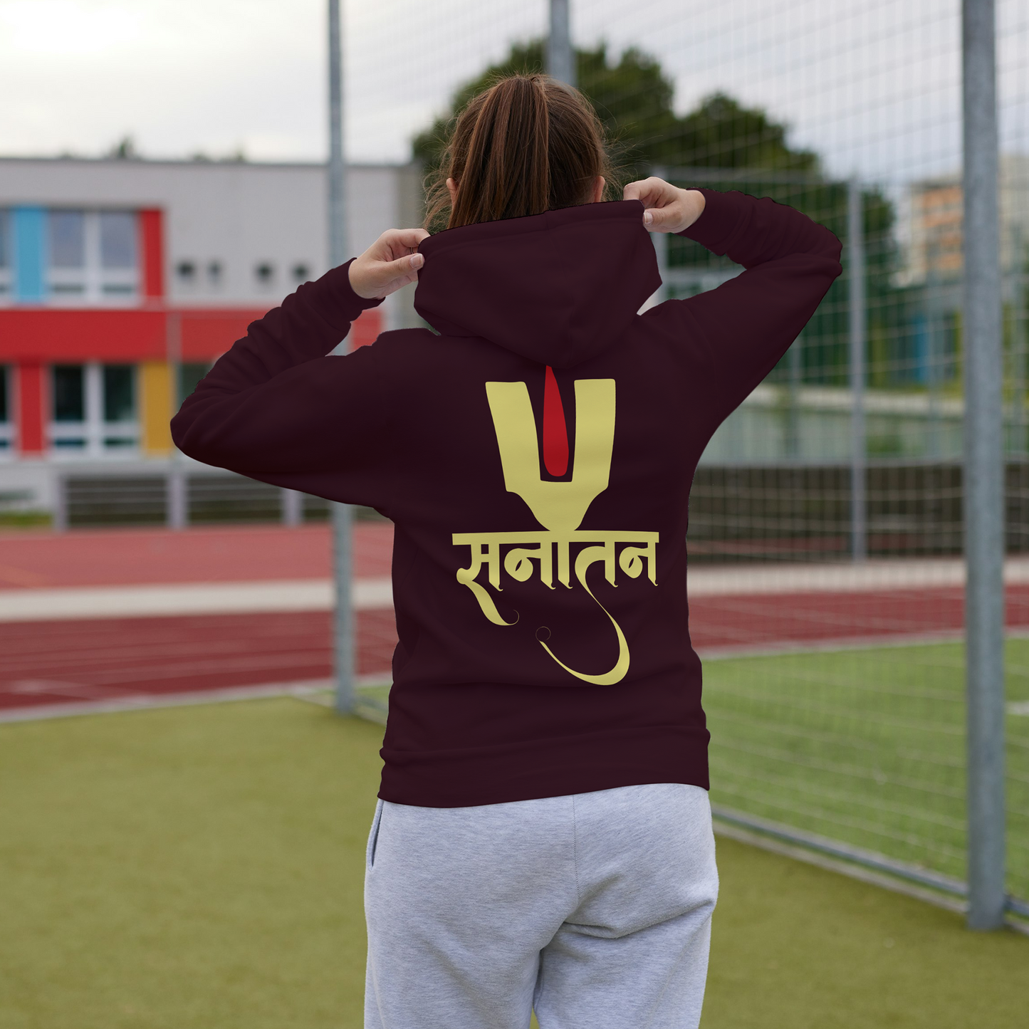 Maroon Hoodie Sweatshirt | Sanatan Unisex