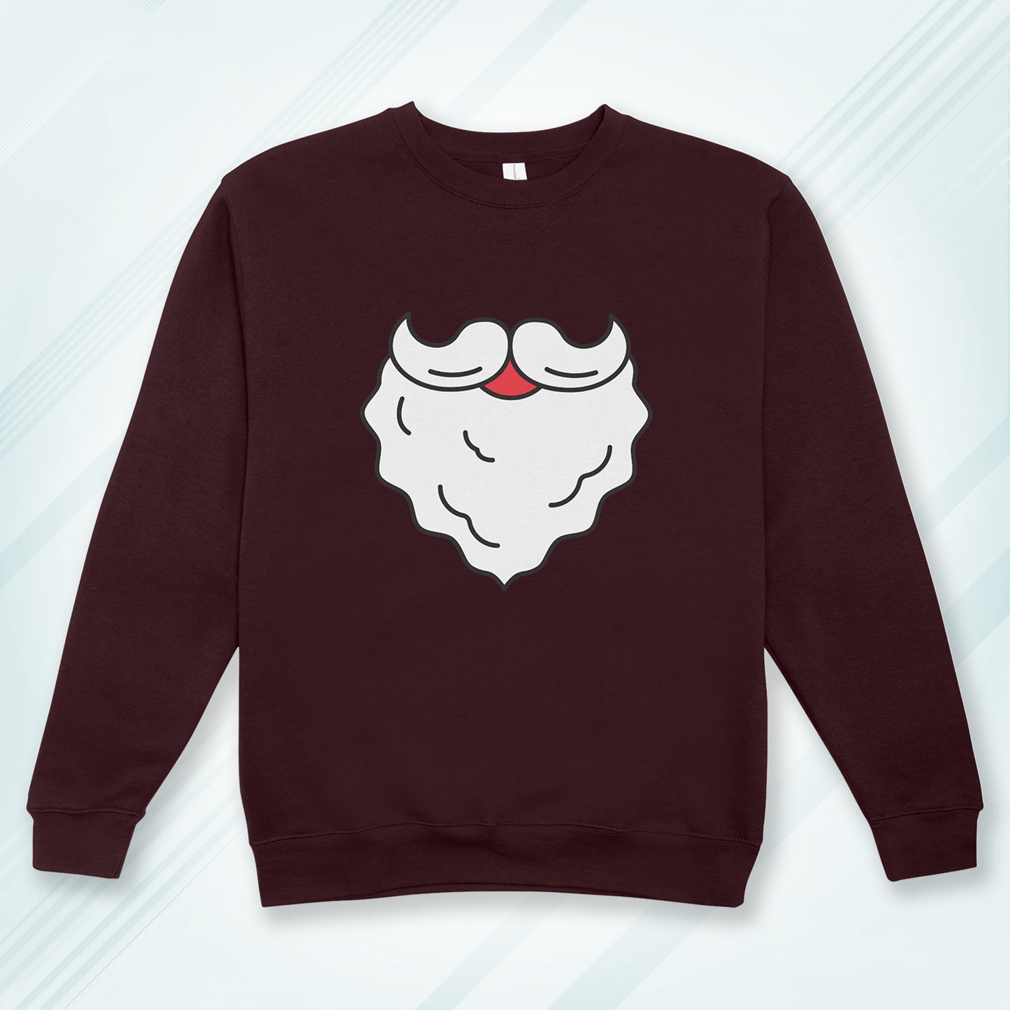 White Cotton Printed Unisex Sweatshirt Santa Beard