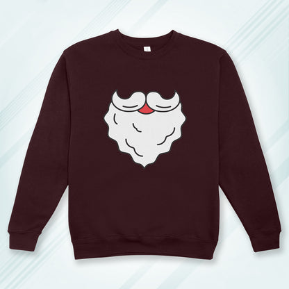 White Cotton Printed Unisex Sweatshirt Santa Beard