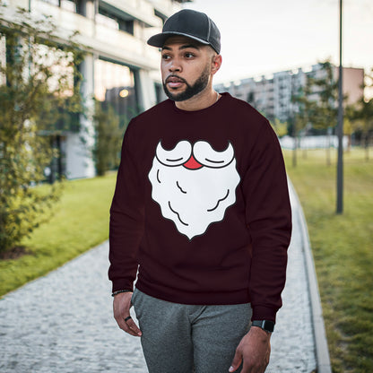 White Cotton Printed Unisex Sweatshirt Santa Beard