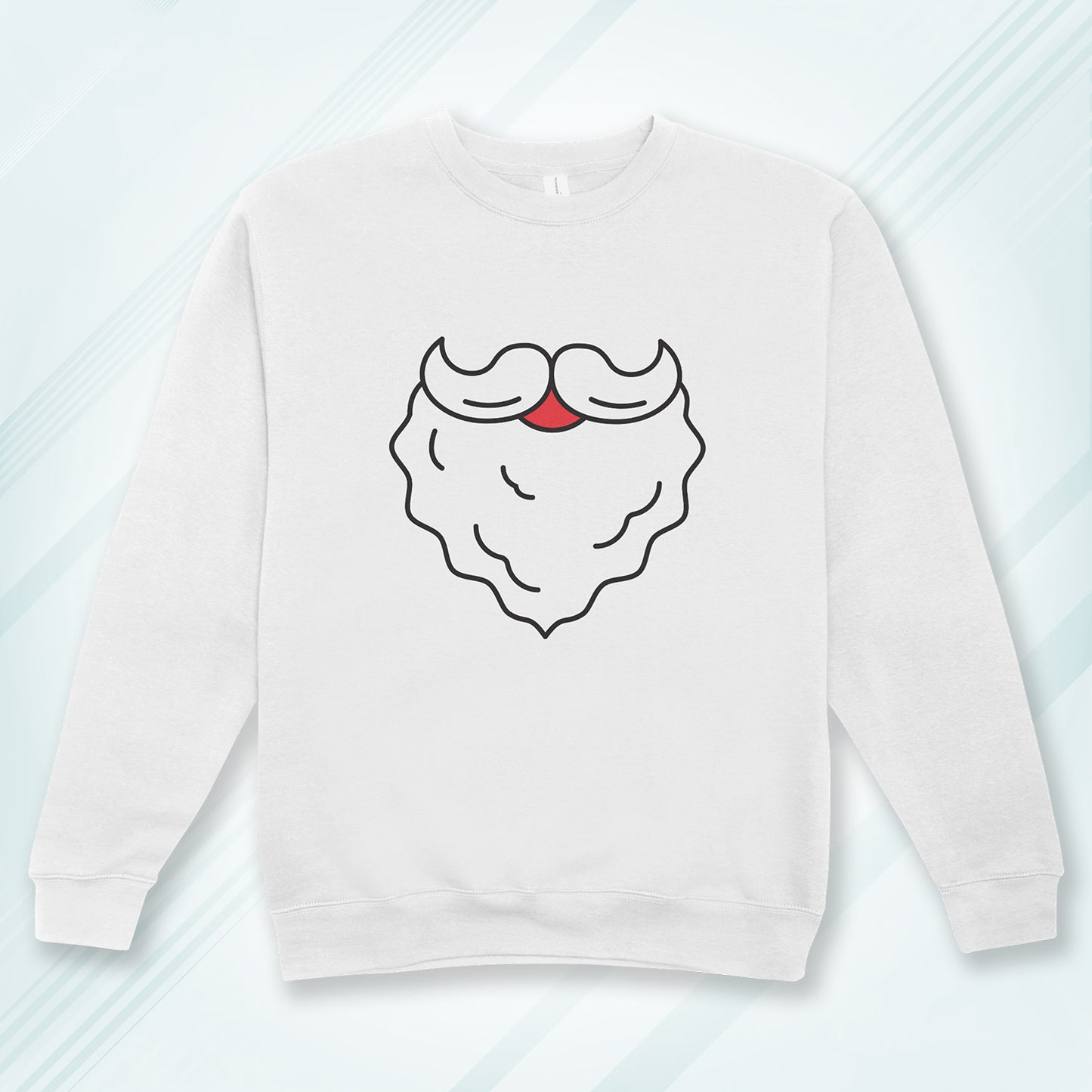 White Cotton Printed Unisex Sweatshirt Santa Beard