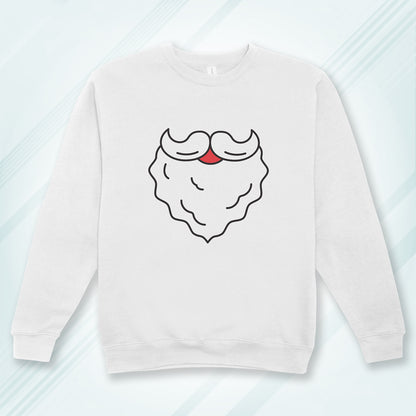 White Cotton Printed Unisex Sweatshirt Santa Beard