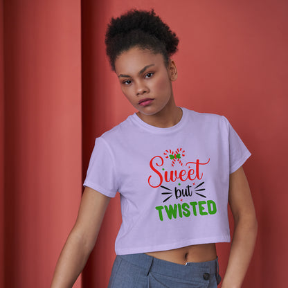 Sweet but Twisted Cotton Round Neck Half Sleeve Crop Top | Women