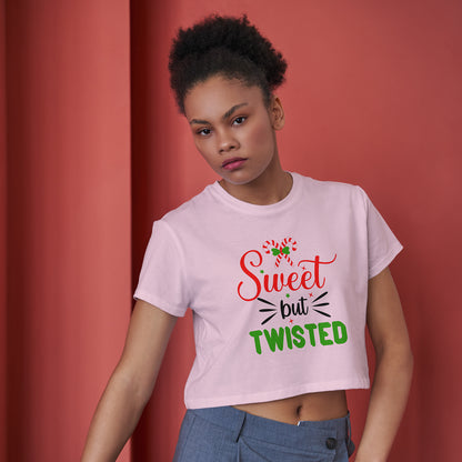 Sweet but Twisted Cotton Round Neck Half Sleeve Crop Top | Women