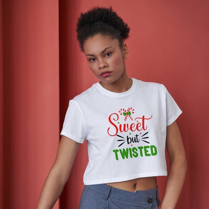 Sweet but Twisted Cotton Round Neck Half Sleeve Crop Top | Women