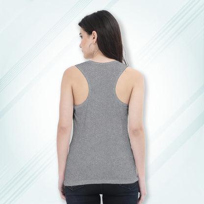 Charcoal Melange Regular Fit Tank Top | Women