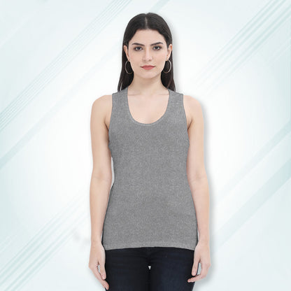 Charcoal Melange Regular Fit Tank Top | Women