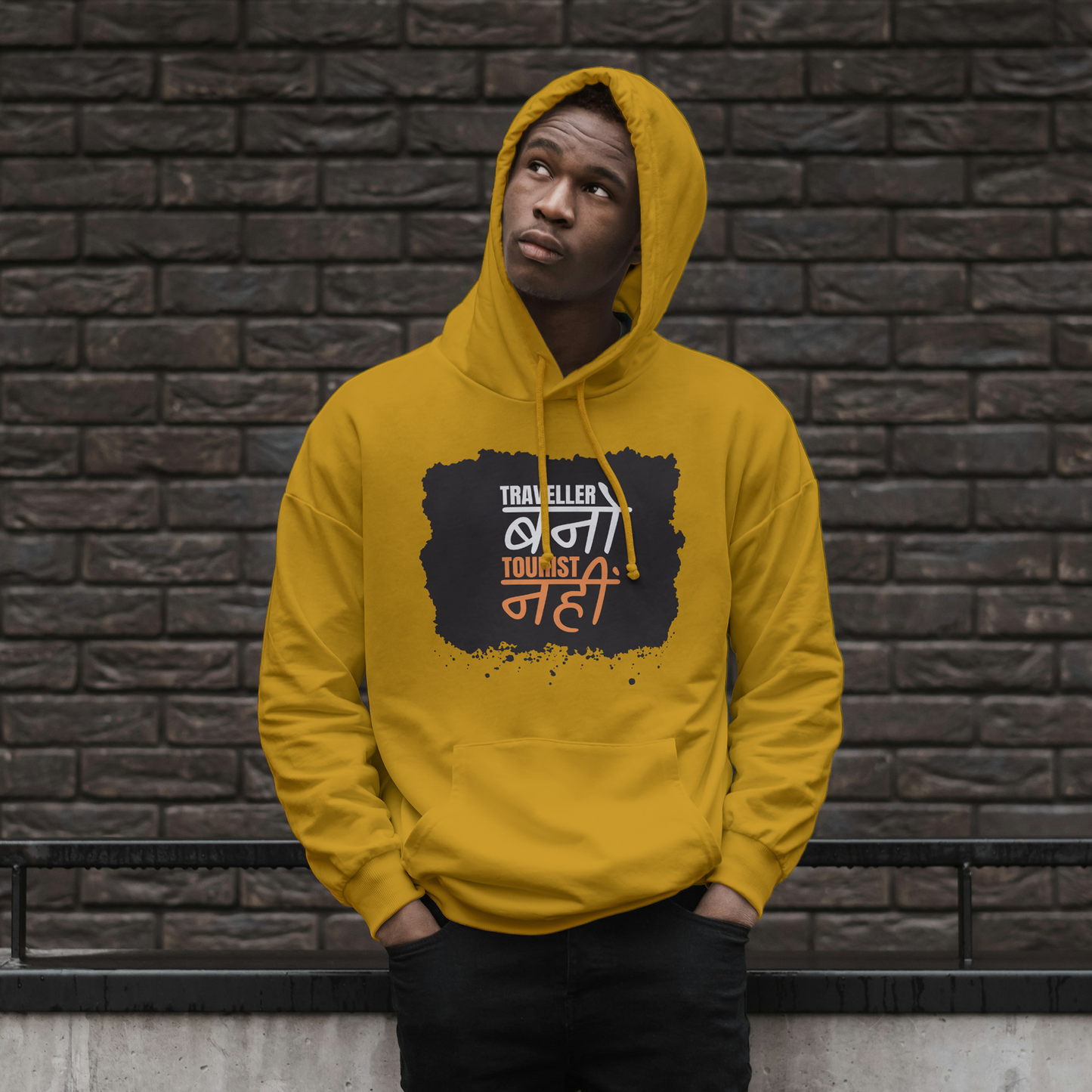 Mustard Yellow Hoodie Sweatshirt | Traveller Bano Tourist Nahi Unisex
