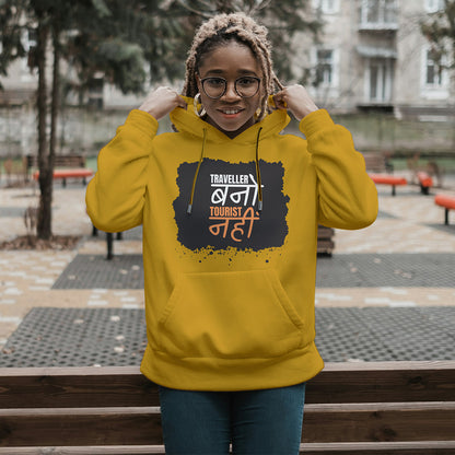Mustard Yellow Hoodie Sweatshirt | Traveller Bano Tourist Nahi Unisex