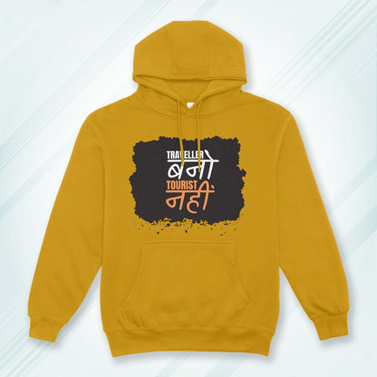 Mustard Yellow Hoodie Sweatshirt | Traveller Bano Tourist Nahi Unisex