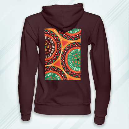 Maroon Hoodie Sweatshirt | African Art Spiral Unisex