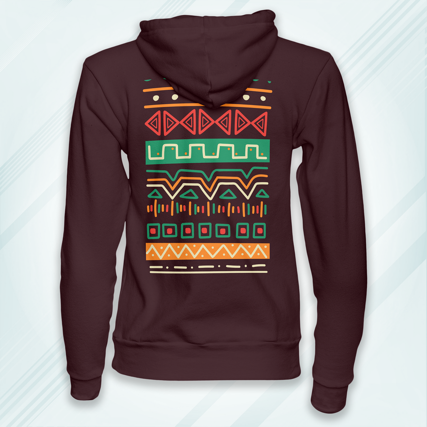 Maroon Hoodie Sweatshirt | African Art Tile Unisex