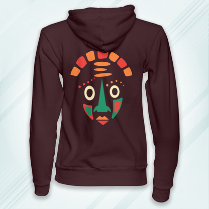 Maroon Hoodie Sweatshirt | African Tribal Mask Unisex