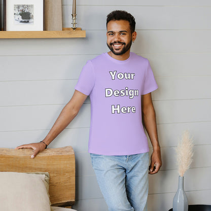 Lavender Round Neck Cotton Classic Crew T-shirt Front Customized Design | Unisex