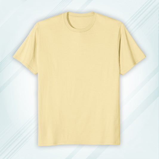 Beige Round Neck Classic Crew Solid T-shirt
