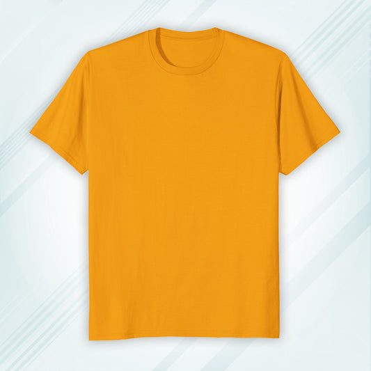 Golden Yellow Round Neck Classic Crew Solid T-shirt
