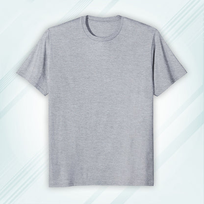 Grey Melange Round Neck Classic Crew Solid T-shirt