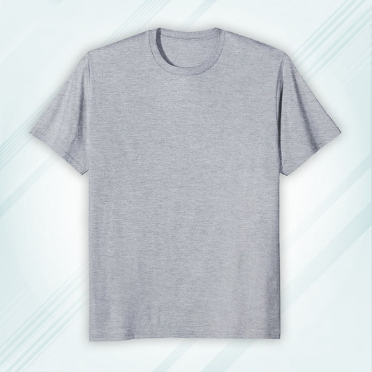 Grey Melange Round Neck Classic Crew Solid T-shirt