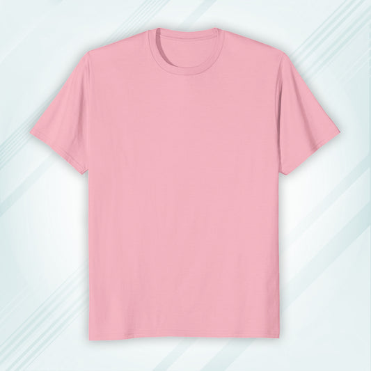 Light Pink Round Neck Classic Crew Solid T-shirt