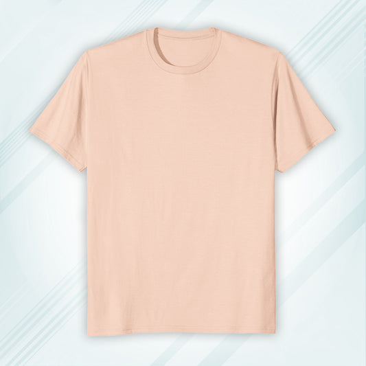 Peach Round Neck Classic Crew Solid T-shirt