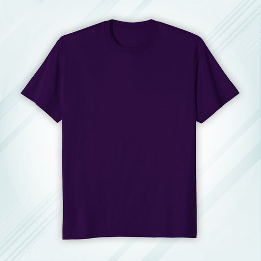 Purple Round Neck Classic Crew Solid T-shirt