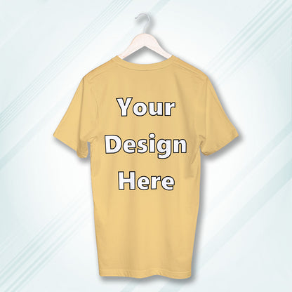 Beige Round Neck Cotton Classic Crew T-shirt Front Customized Design | Unisex