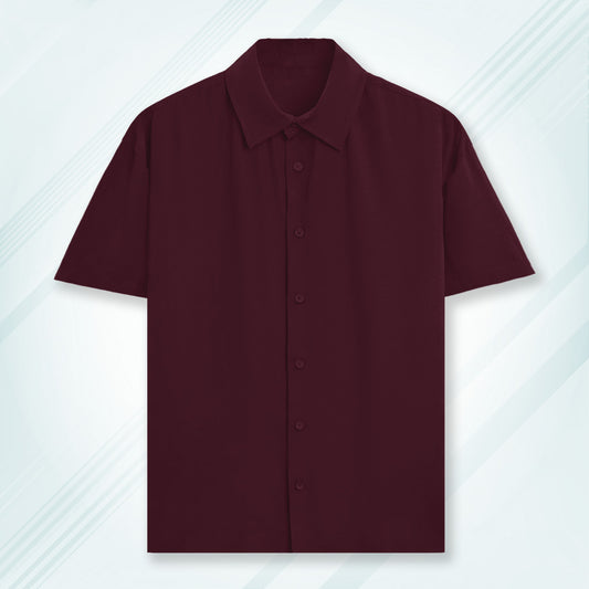 Maroon Unisex Oversized Half Sleeve Solid Shirt