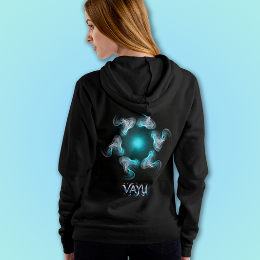 Black Hoodie Sweatshirt | Vayu - Air - Panch Mahabhuta Unisex