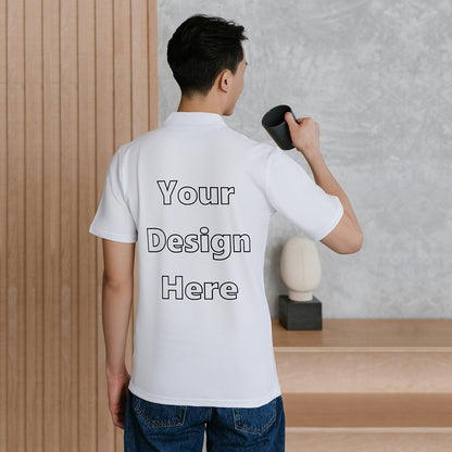 White Customized Polo T-Shirt Back Design Regular Fit | Men