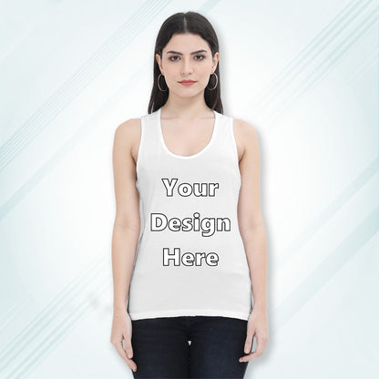 White Customized Regular Fit Tank Top Front Design | Women